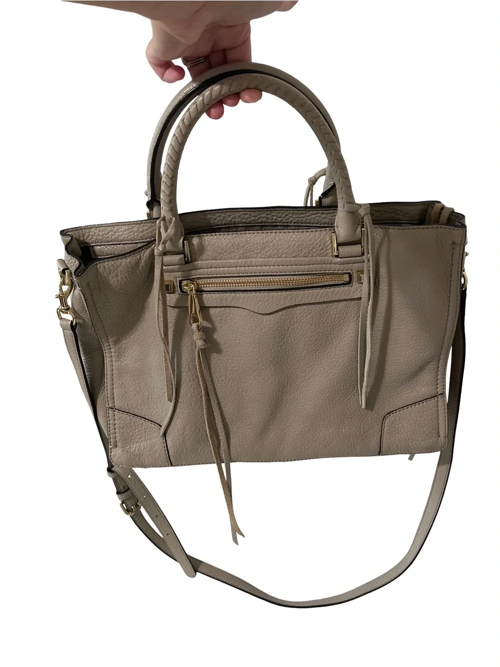 Rebecca Minkoff Khaki Leather Regan Satchel Crossbody Bag